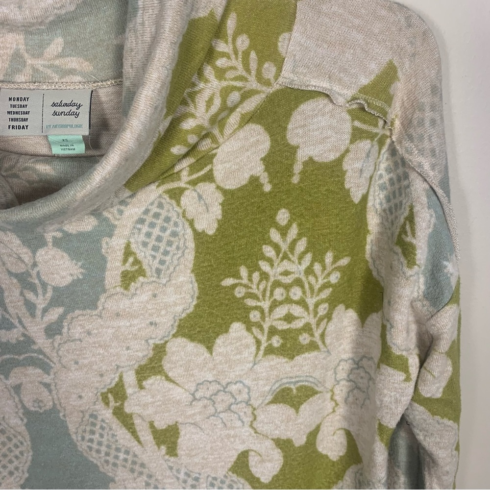 Anthropologie Saturday Sunday Soft Cozy Cowl Neck Floral Sweater Dress - Picture 10 of 14